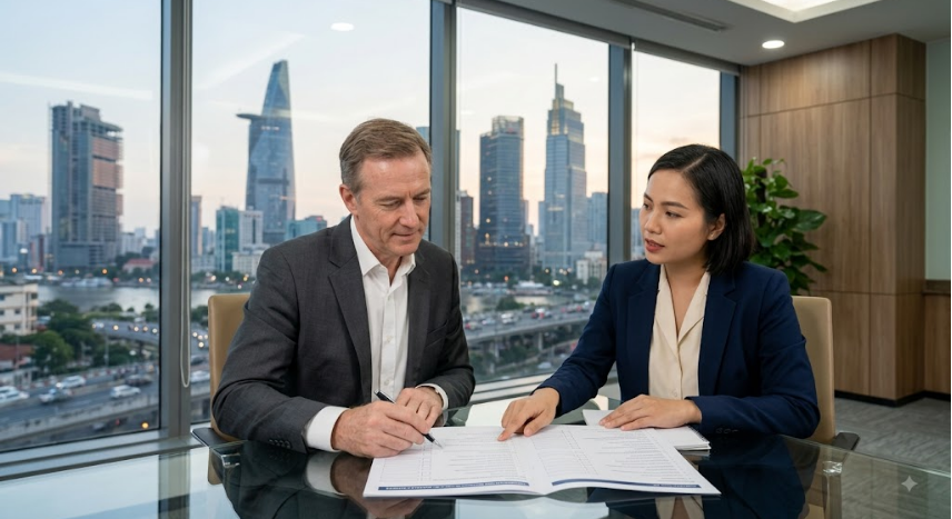 Foreign investor reviewing conditional sector requirements in Vietnam