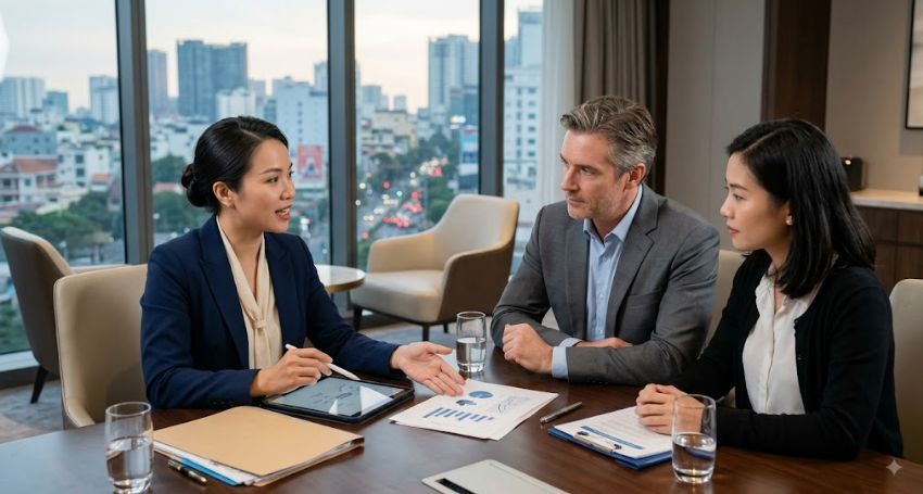 Lawyer explaining investment structure and licensing risks in Vietnam