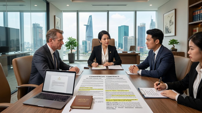 Bilingual business contract reviewed before signing in Vietnam